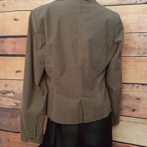 JACKPOT green Olive corduroy fitted cropped blazer - Picture 5 of 8